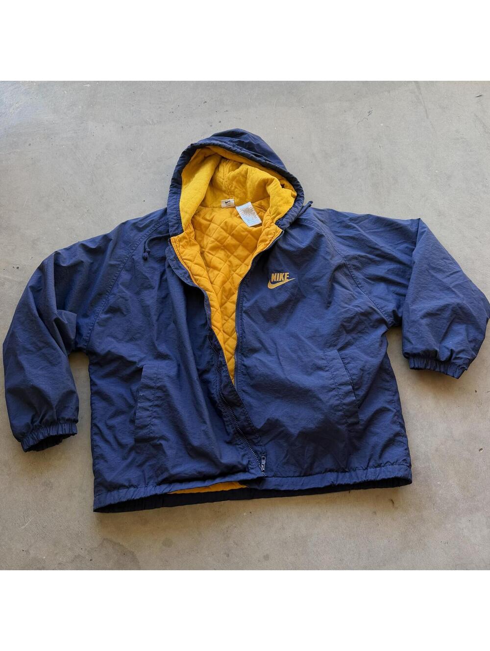 Vintage 90s Nike Quilted Windbreaker Navy XL White Tag